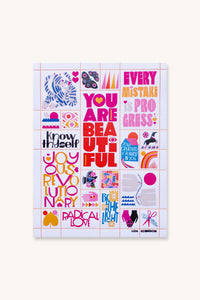 Poster Stamp Series 7 | Hold It Lightly is a colorful limited-edition poster featuring Lisa Congdon's bright geometric art and positive phrases like "You are beautiful"—each section pops like a modern stamp of inspiration.